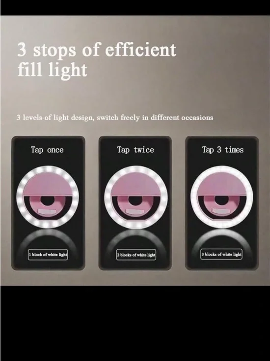 Portable pink Clip-On LED Selfie Ring Light for Smartphones, computers NIB - Picture 7 of 8